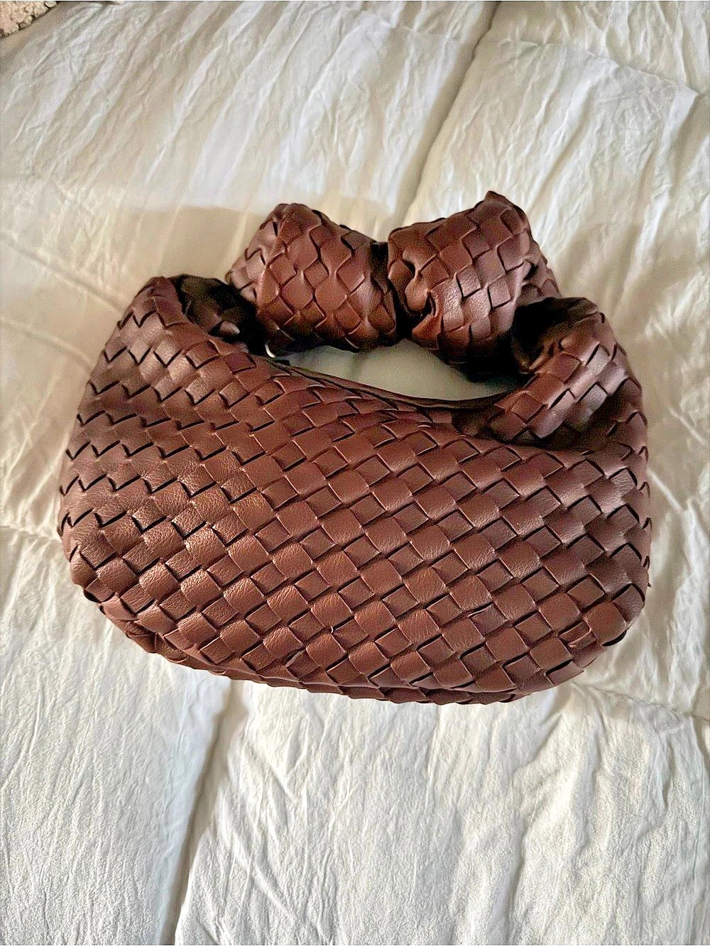 Woven Hobo Bag in Brown